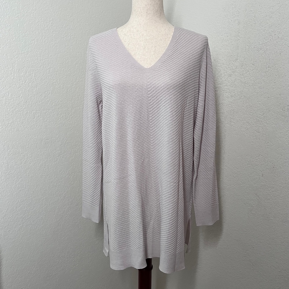 Eileen Fisher Womens Tunic Sweater Size M Fine Merino Wool Purple Lightweight